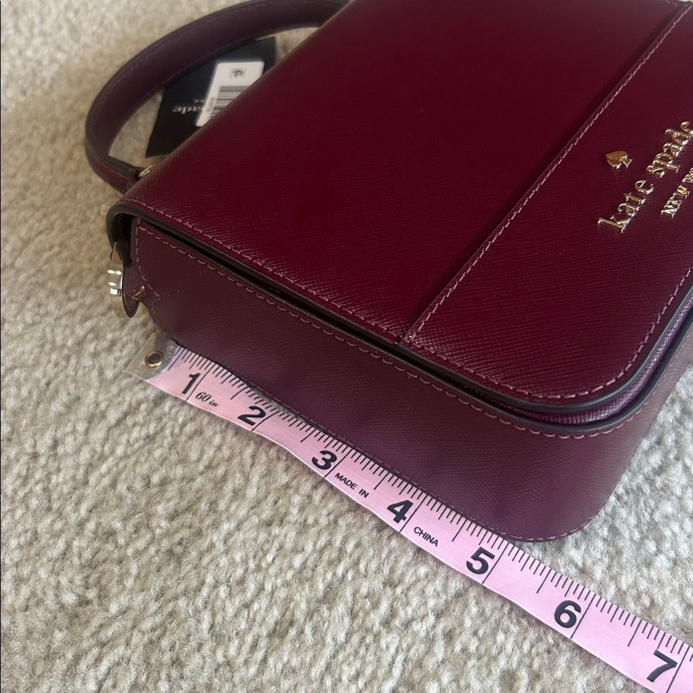 Kate Spade Square CB Soffiano leather bag.  Deep berry color.  NWT - Picture 12 of 12